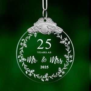 2025 Mr & Mrs Glass Christmas Ornament